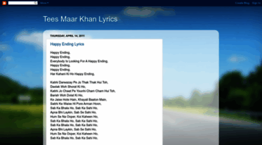 the-tees-maar-khan-lyrics.blogspot.com
